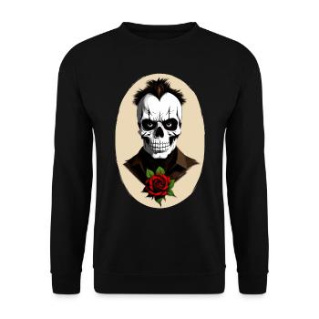 Skull with rose - Unisex Sweatshirt - black - Front - Alina (178cm) & Michal (187cm)