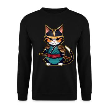 Cute samurai cat - Unisex Sweatshirt - black - Front - Alina (178cm) & Michal (187cm)