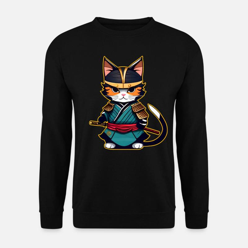 Cute samurai cat - Unisex Sweatshirt - black