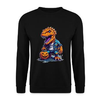 Halloween T Rex - Unisex Sweatshirt - black - Front - Alina (178cm) & Michal (187cm)