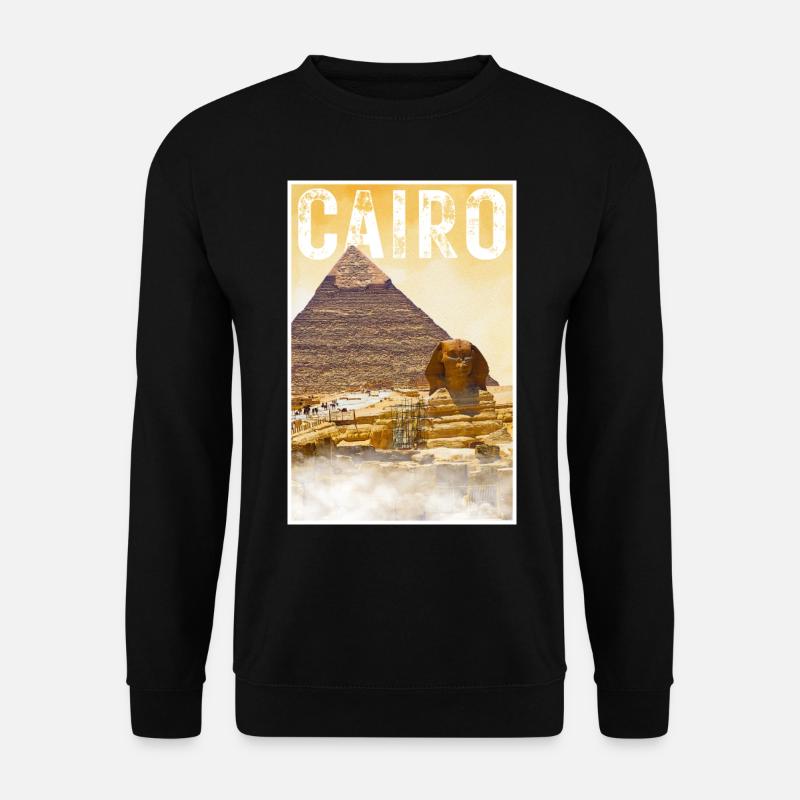 Kairo Vintage Reiseposter mit Pyramide und Sphinx - Unisex Pullover - Schwarz