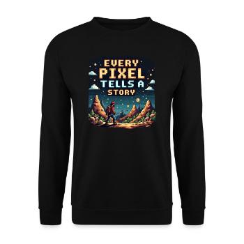Chaque pixel raconte une histoire - Retro Gaming - Sweat-shirt Unisexe - noir - Devant - Alina (178cm) & Michal (187cm)