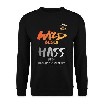 Die Wilden Kerle Wild Gegen Hass Statement Design - Unisex Pullover - Schwarz - Vorne - Alina (178cm) & Michal (187cm)