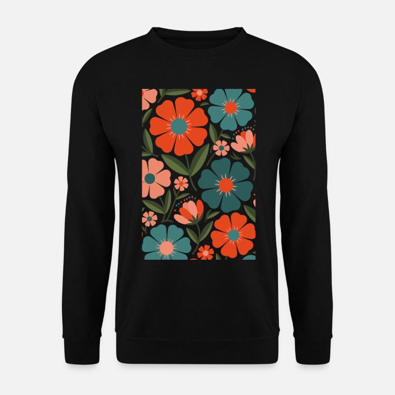 Boho Flora Blumen - Unisex Pullover - Schwarz