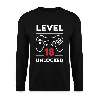 Level 18 unlocked controller gamer birthday - Unisex Sweatshirt - black - Front - Alina (178cm) & Michal (187cm)