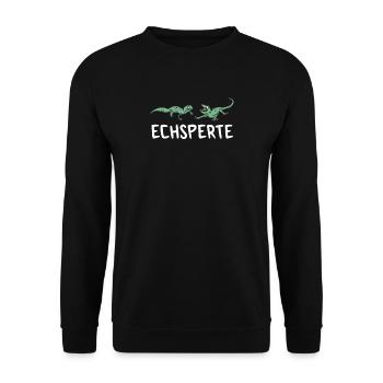 Echsperte Echse Echsen Reptil Reptilien Tierpflger - Unisex Pullover - Schwarz - Vorne - Alina (178cm) & Michal (187cm)