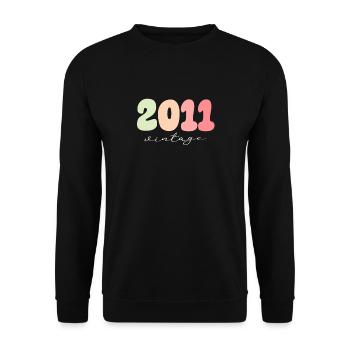 Vintage Jahrgang 2011 Geburtstag - Unisex Pullover - Schwarz - Vorne - Alina (178cm) & Michal (187cm)