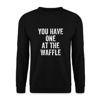 Vous en avez un à la gaufre Denglish - Sweat-shirt Unisexe - noir - Devant - Alina (178cm) & Michal (187cm)