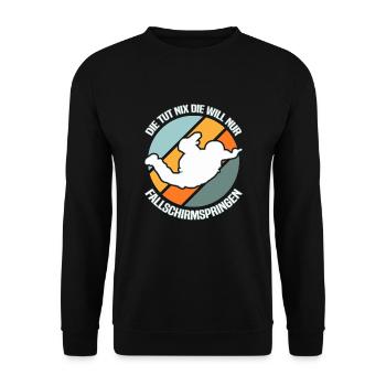 Fallschirmspringen Fallschirmspringer - Unisex Pullover - Schwarz - Vorne - Alina (178cm) & Michal (187cm)