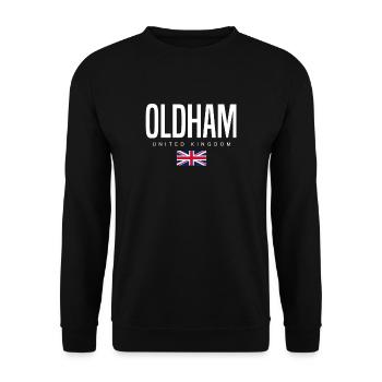 Oldham, England, United Kingdom - Unisex Sweatshirt - black - Front - Alina (178cm) & Michal (187cm)