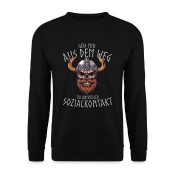 Geh mir aus dem Weg du unnötiger Sozialkontakt - Unisex Pullover - Schwarz - Vorne - Alina (178cm) & Michal (187cm)