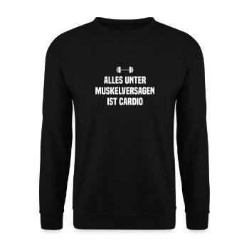 Alles unter Muskelversagen ist Cardio Gym Fitness - Unisex Pullover - Schwarz - Vorne - Alina (178cm) & Michal (187cm)