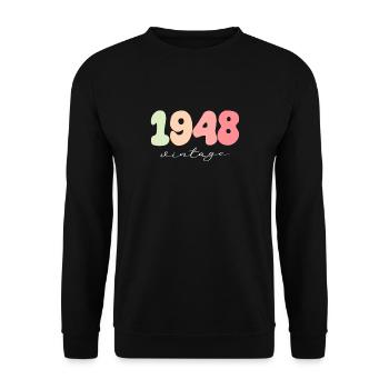 1948 Anniversaire Année de naissance - Sweat-shirt Unisexe - noir - Devant - Alina (178cm) & Michal (187cm)