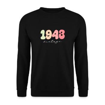 1943 Anniversaire Année de naissance - Sweat-shirt Unisexe - noir - Devant - Alina (178cm) & Michal (187cm)