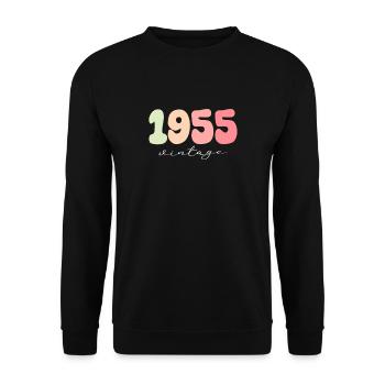 1955 Geburtstag Geburtsjahr - Unisex Pullover - Schwarz - Vorne - Alina (178cm) & Michal (187cm)