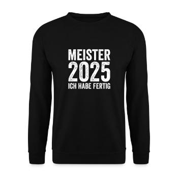 Meisterprüfung bestanden Meister 2025 - Unisex Pullover - Schwarz - Vorne - Alina (178cm) & Michal (187cm)