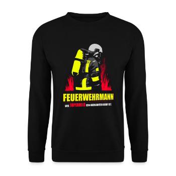FEUERWEHRMANN BERUF SUPERHELD COOLES GESCHENK - Unisex Pullover - Schwarz - Vorne - Alina (178cm) & Michal (187cm)