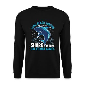 Long Beach Surfing Shark Attack California Waves - Unisex Pullover - Schwarz - Vorne - Alina (178cm) & Michal (187cm)