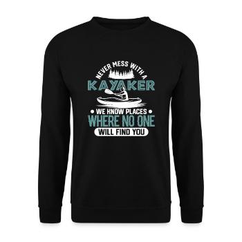 Kayaker kayaking love - we know places - Unisex Sweatshirt - black - Front - Alina (178cm) & Michal (187cm)