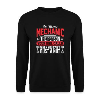 Ich bin ein Mechaniker Mechatroniker Mechanisch - Unisex Pullover - Schwarz - Vorne - Alina (178cm) & Michal (187cm)