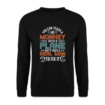 Aircraft mechanic aircraft mechanics fly flight - Unisex Sweatshirt - black - Front - Alina (178cm) & Michal (187cm)