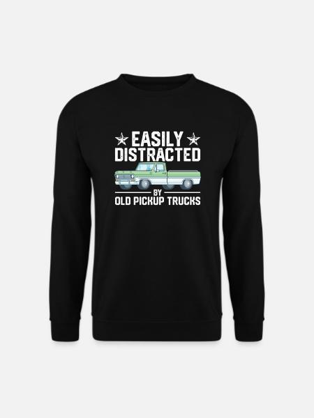 Easily distractable by old pickup trucks vintage cars - Unisex Sweatshirt - black