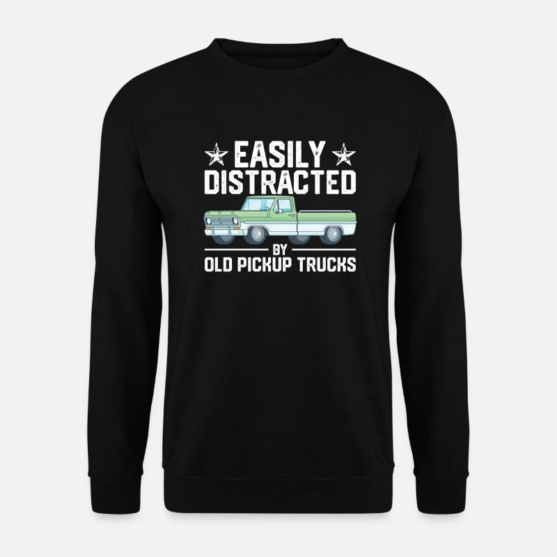Leicht ablenkbar durch alte Pickup-Trucks Oldtimer - Unisex Pullover - Schwarz