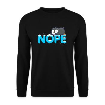 Doux pingouin dit non Nope Paresseux - Sweat-shirt Unisexe - noir - Devant - Alina (178cm) & Michal (187cm)