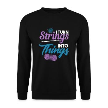 Strings into Things Stricker Knitter Knitting Yarn - Unisex Sweatshirt - black - Front - Alina (178cm) & Michal (187cm)