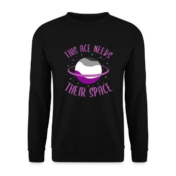 Dieses Ass braucht ihren Raum Asexuell - Unisex Pullover - Schwarz - Vorne - Alina (178cm) & Michal (187cm)