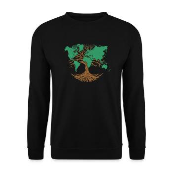 Earth Tree | Schützt die Erde Nachhaltiges Leben - Unisex Pullover - Schwarz - Vorne - Alina (178cm) & Michal (187cm)