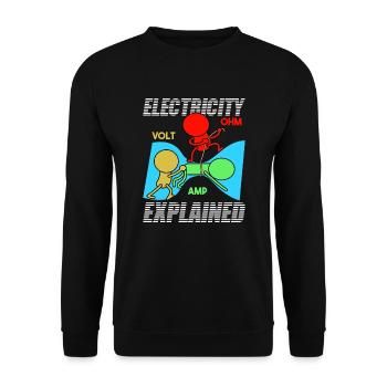L’électricité explique | Volt Ohm Ampère Physicien - Sweat-shirt Unisexe - noir - Devant - Alina (178cm) & Michal (187cm)