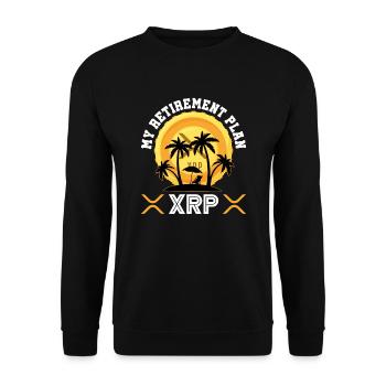 Mein Ruhestandsplan XRP | Ripple Cryptocurrency - Unisex Pullover - Schwarz - Vorne - Alina (178cm) & Michal (187cm)