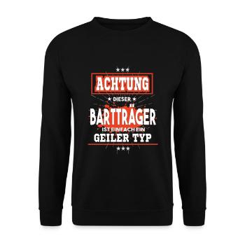 Bartträger ist einfach nur ein geiler Typ - Unisex Pullover - Schwarz - Vorne - Alina (178cm) & Michal (187cm)