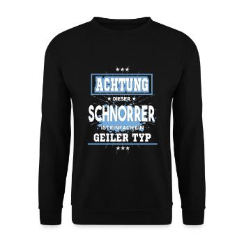 Schnorrer ist einfach ein geiler Typ T-Shirt - Unisex Pullover - Schwarz - Vorne - Alina (178cm) & Michal (187cm)