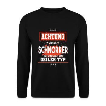 Schnorrer ist einfach ein geiler Typ T-Shirt - Unisex Pullover - Schwarz - Vorne - Alina (178cm) & Michal (187cm)