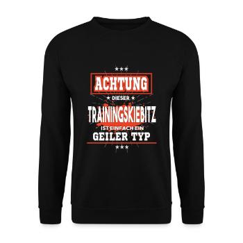 Trainingskiebitz ist einfach ein geiler Typ T-Shir - Unisex Pullover - Schwarz - Vorne - Alina (178cm) & Michal (187cm)