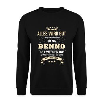 Alles wird gut denn Eduart Ist da T-Shirt - Unisex Pullover - Schwarz - Vorne - Alina (178cm) & Michal (187cm)
