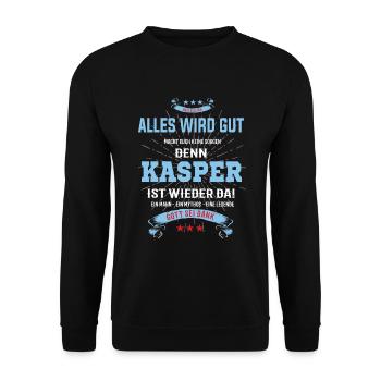 Alles wird gut denn Kasper Ist da T-Shirt - Unisex Pullover - Schwarz - Vorne - Alina (178cm) & Michal (187cm)