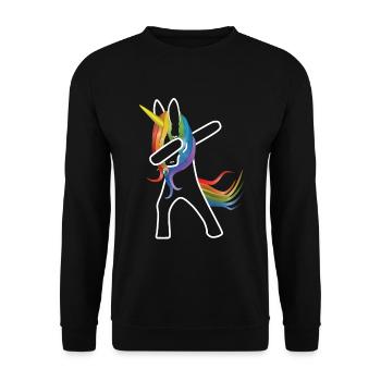 Einhorn dabbing transparent - Unisex Pullover - Schwarz - Vorne - Alina (178cm) & Michal (187cm)
