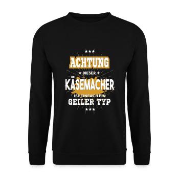 Käsemacher einfach nur ein geiler Typ - Unisex Pullover - Schwarz - Vorne - Alina (178cm) & Michal (187cm)