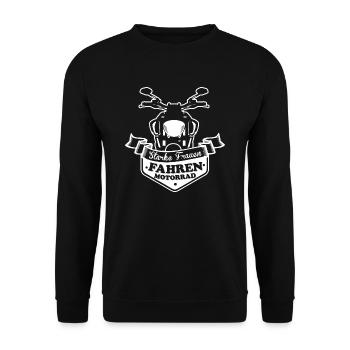 Biker-Shirt-Starke-Frau - Unisex Pullover - Schwarz - Vorne - Alina (178cm) & Michal (187cm)