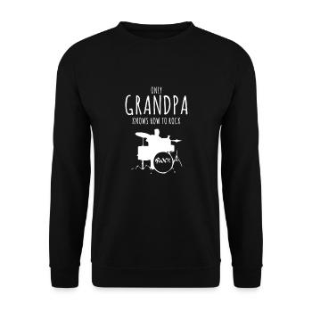 Nur Opa weiss, wie man rockt - funny opa Rockshirt - Unisex Pullover - Schwarz - Vorne - Alina (178cm) & Michal (187cm)