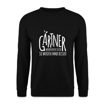 lustiges Gärtner Shirt - Geschenk für Gärtner - Unisex Pullover - Schwarz - Vorne - Alina (178cm) & Michal (187cm)