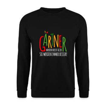 lustiges Gärtner Shirt - Geschenk für Gärtner - Unisex Pullover - Schwarz - Vorne - Alina (178cm) & Michal (187cm)