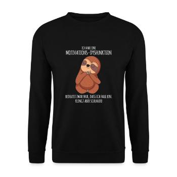 lustiges Faultier Shirt Geschenkidee Schlafmütze - Unisex Pullover - Schwarz - Vorne - Alina (178cm) & Michal (187cm)