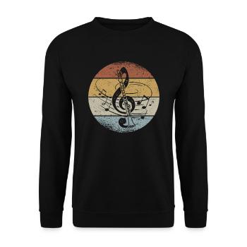 Klarinette Retro Notenschlüssel Musik Klarinettist - Unisex Pullover - Schwarz - Vorne - Alina (178cm) & Michal (187cm)