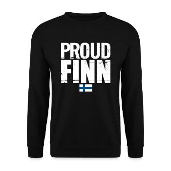 Proud Finn Finnland Finnische Flagge Finne - Unisex Pullover - Schwarz - Vorne - Alina (178cm) & Michal (187cm)