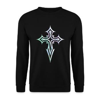 Croix gothique Y2K Emo Croix Gothique Esthétique Tribal - Sweat-shirt Unisexe - noir - Devant - Alina (178cm) & Michal (187cm)