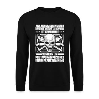 Anlagenmechaniker Klempner Sanitär Heizung Klima - Unisex Pullover - Schwarz - Vorne - Alina (178cm) & Michal (187cm)